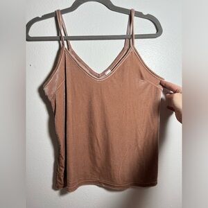 Blush Velvet Spaghetti Strap Tank Top size Small